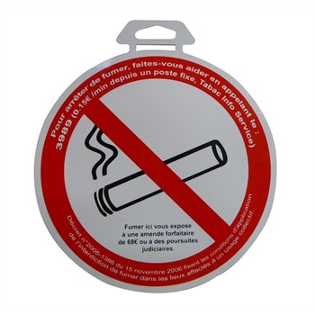 1 disque autocollant en PVC interdiction de fumer pour 3