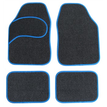 Jeu de 4 tapis auto universels 1er PRIX noir et bleu pour 6