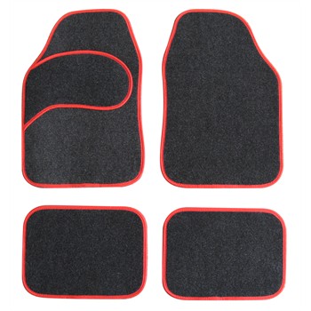 Jeu de 4 tapis auto universels 1er PRIX noir et rouge pour 6