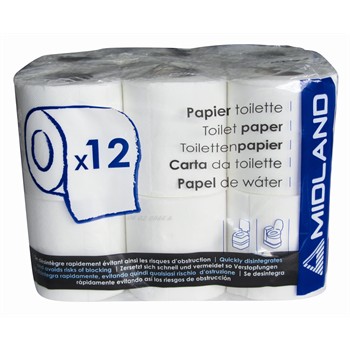 12 rouleaux de papier toilette pour WC chimique MIDLAND pour 8